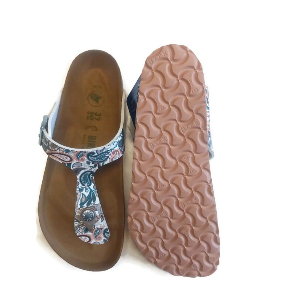 Birkenstock Womens Sz 6 Gizeh Vegan Birko-Flor Sandals EU 37 Paisley Light Rose - Picture 8 of 10